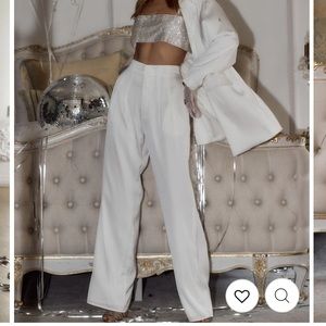 12th Tribe Halley White Satin Trousers Size Small